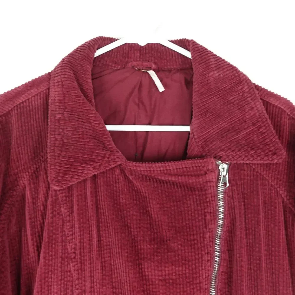 Free People Jacket Womens‎ SZ L Slouchy Dolman Moto Corduroy Boho 70's Grunge